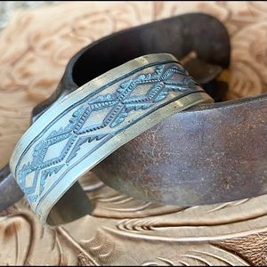 Navajo Rick Enriquez Sterling Blanket Pattern Cuff Bracelet!